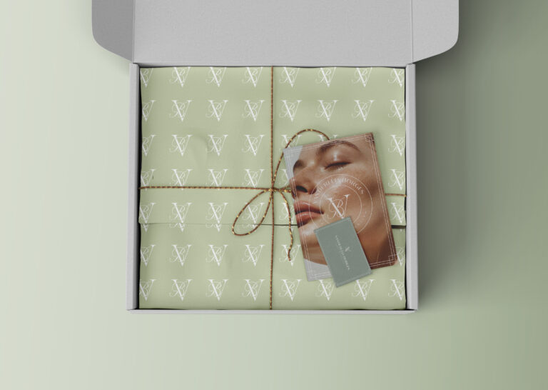 Free Gift Box with Greeting Card Mockup